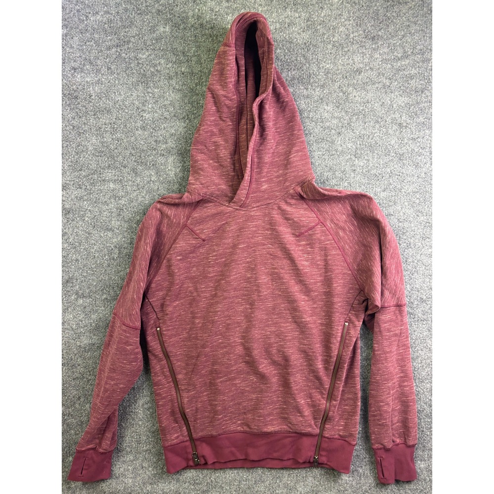 Lululemon Scuba Hoodie Womens 4 Maroon Heathered Side Zips Pullover